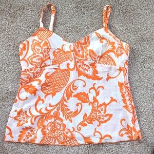Bass Orange and Ivory Floral Top Women's  Size medium